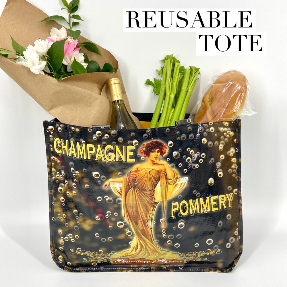 Reusable Shopping Tote w/ "French Artwork"